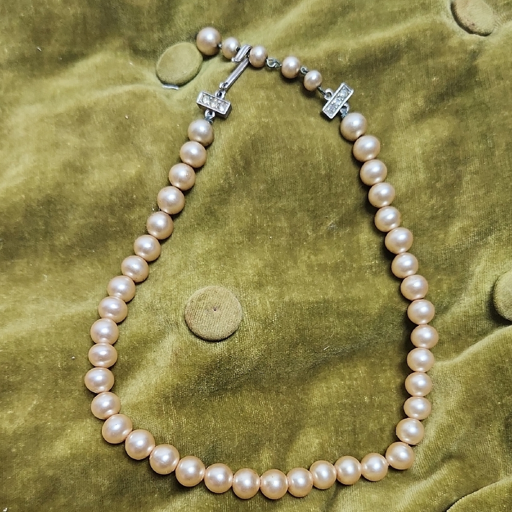 Vintage Midcentury Luxury Faux Pearl Necklace Choker By Duchess